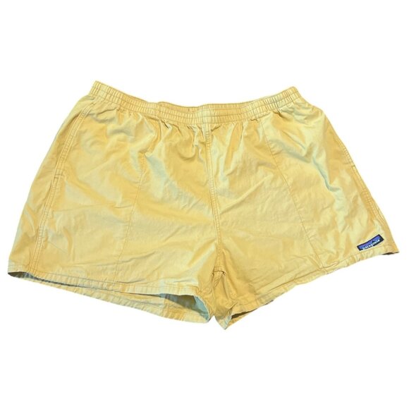 Patagonia Mens Yellow Funhoggers Shorts Yellow Pull-On 4" Cotton Trunks XL - Picture 1 of 7